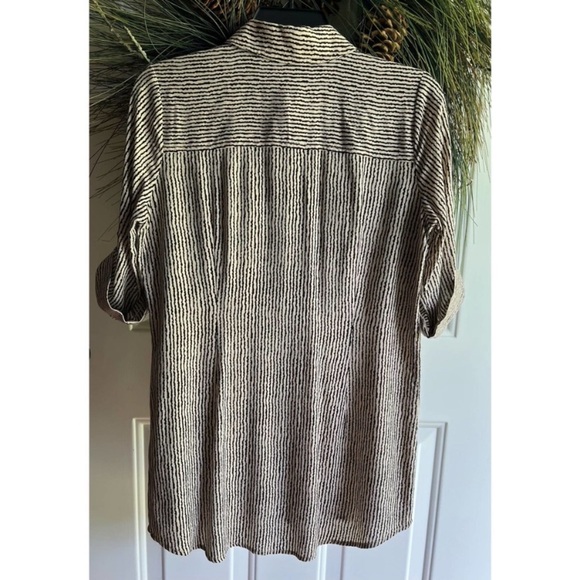 FDJ FRENCH DRESSING JEAN Women Black Beige Stripe Button Front Top Blouse - Picture 4 of 13